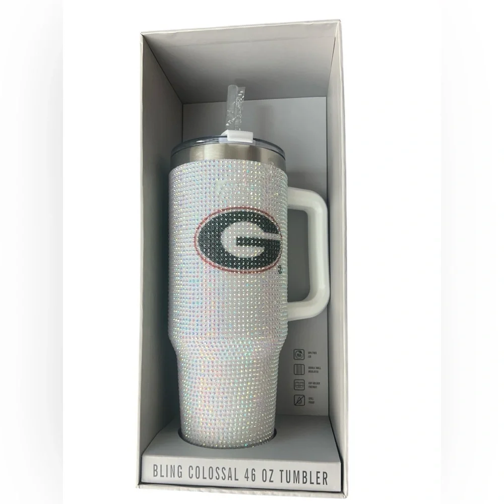 Bling Colossal 46 oz rhinestone tumbler white Georgia Bulldogs gameday cup - Picture 1 of 4